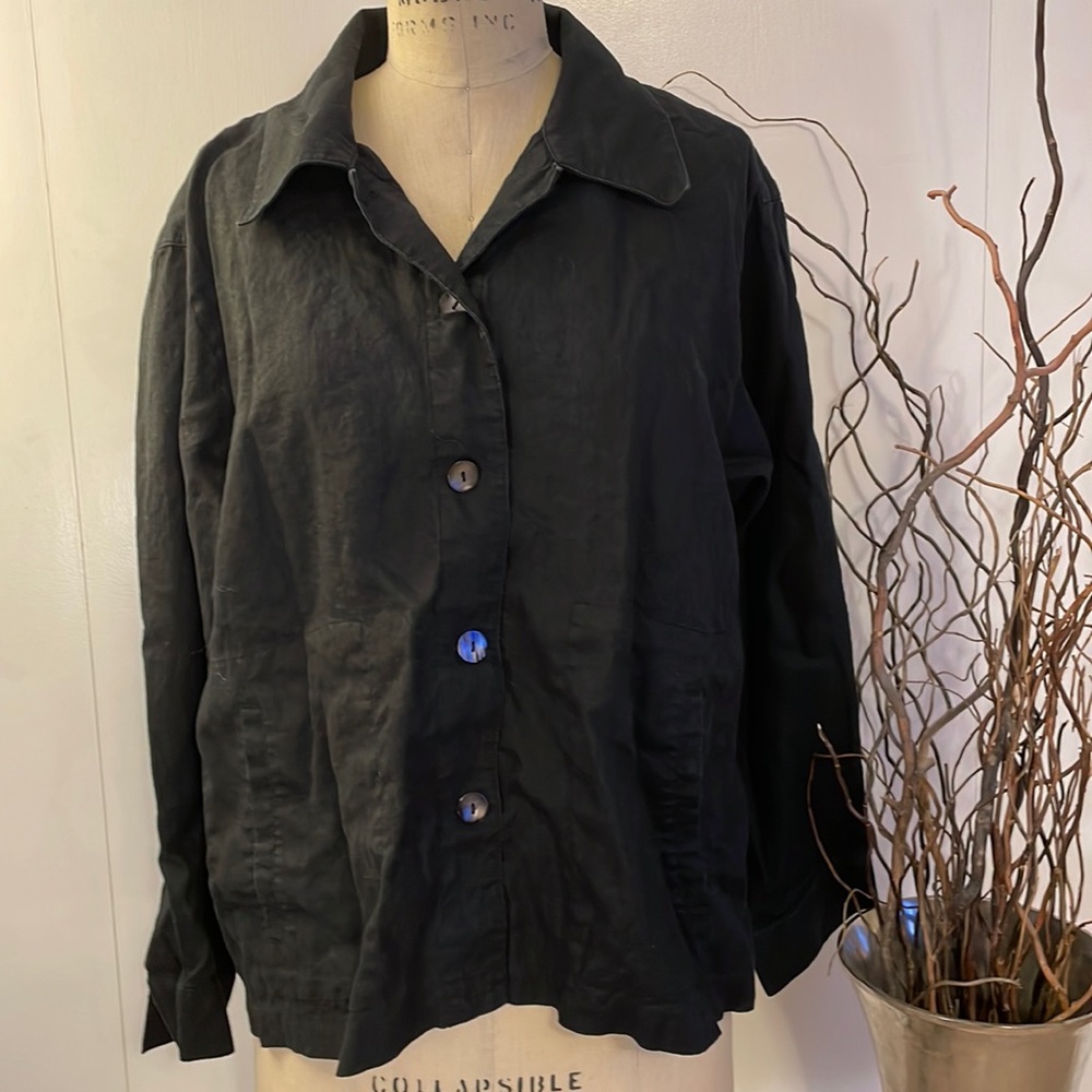 Elisabeth by Liz Claiborne black linen Blazer Size 2